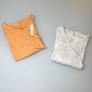 2 NWT Chico’s cotton Henley Elbow Sleeve Tee bundle